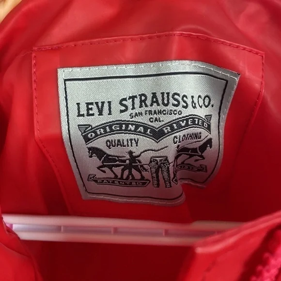 Levi's® Red Translucent Rain Jacket - Size Small - Picture 6 of 12